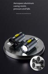 Mini Flashlight USB C LED Light Brightness 210 Lumens Get Power From Phone/Power Bank Small Size